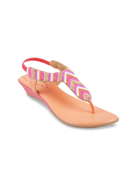 

Mochi Women Pink & White Solid Heels