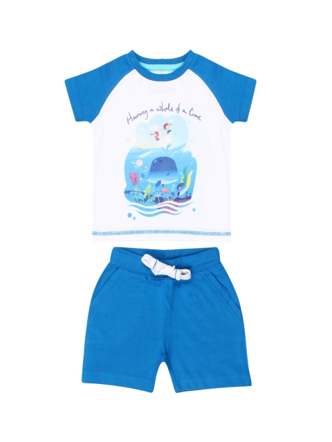 

Nap Chief Kids Blue & White Printed T-shirt with Shorts