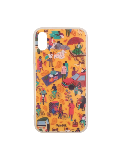 

Chumbak Yellow & Teal Blue Printed iPhone XR Mobile Case Cover