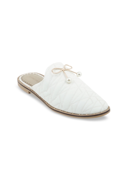 

London Rag Women White Textured Mules
