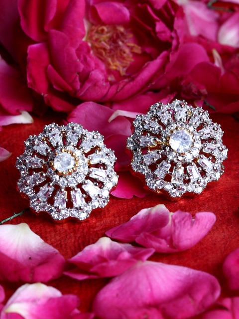 

Bhana Fashion Gold-Plated American Diamond Studded Circular Studs