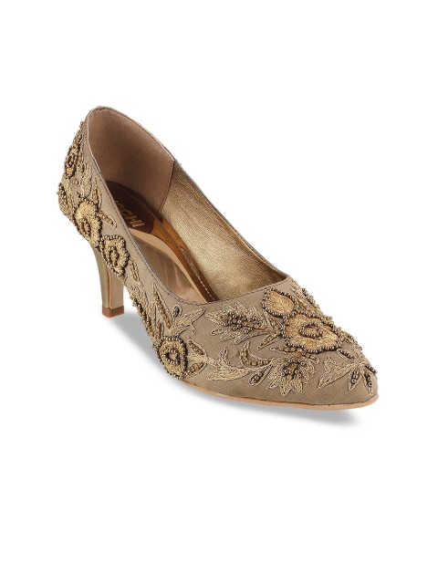 

Mochi Women Gold-Toned Embellished Pumps