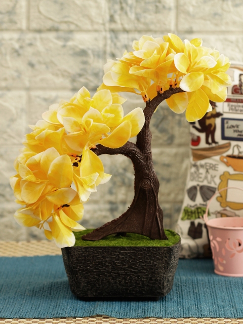 

TIED RIBBONS Yellow & Black Artificial Bonsai Tree With Pot