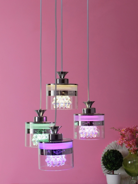 

Aesthetic Home Solutions Silver-Toned & Transparent Solid Pendant Ceiling Lamp