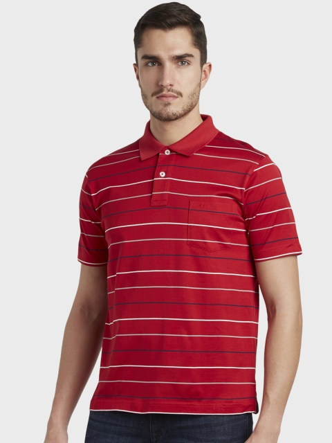 

ColorPlus Men Red Striped Polo Collar T-shirt