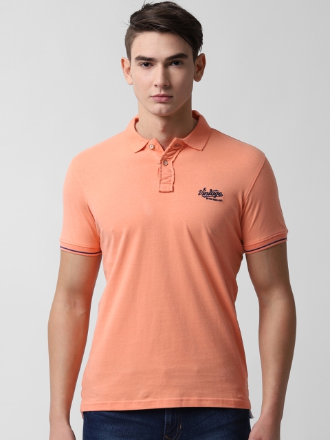 

Peter England Casuals Men Orange Solid Slim-Fit Polo Collar T-shirt