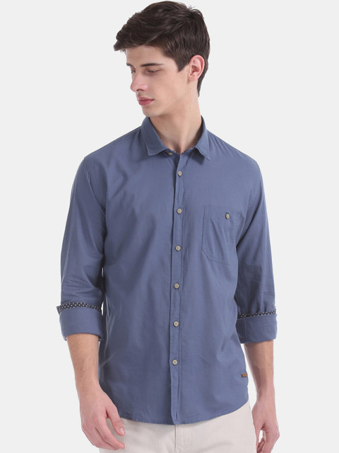 

Cherokee Men Blue Regular Fit Solid Casual Shirt