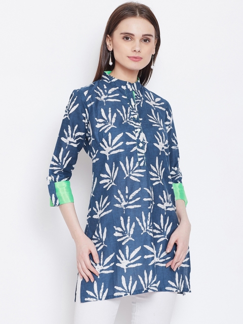 

AASK Women's Navy Blue & White Printed Tunic