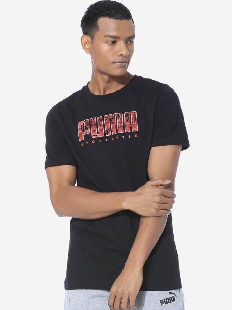 

Puma Men Black Printed Round Neck T-shirt