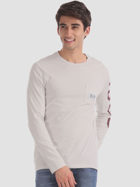 

GAP Men Grey Long Sleeve 1969 Crew Neck T-Shirt