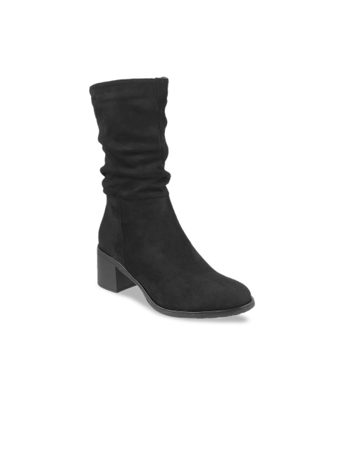 

Mochi Women Black Solid High-Top Heeled Boots