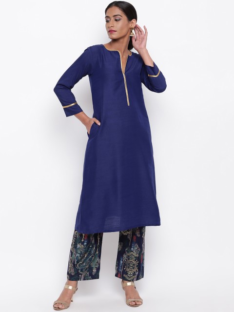 

trueBrowns Women Blue Solid Kurta with Trousers