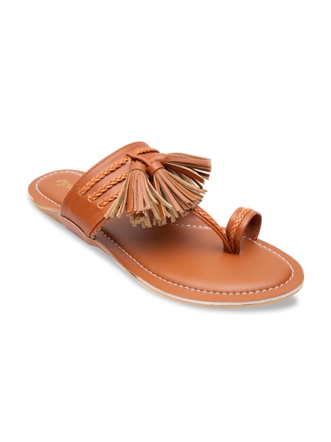 

Jivaana Women Tan Brown Solid One Toe Flats