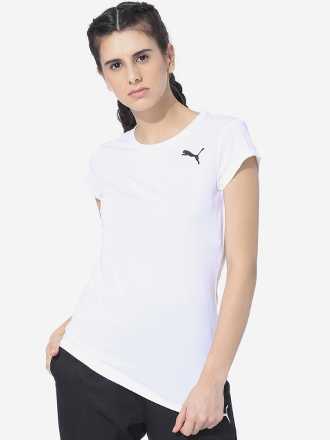 

Puma Women White Solid Round Neck T-shirt