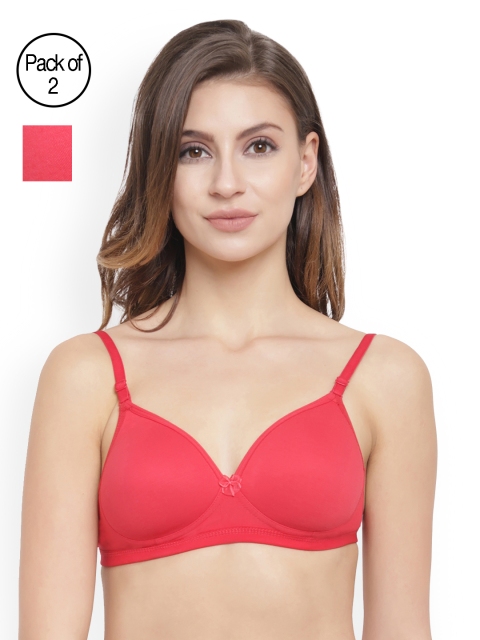

Floret Pack Of 2 Red Solid Non-Wired Lightly Padded T-shirt Bras T3029
