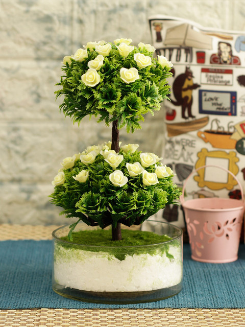 

TIED RIBBONS Yellow & Green Artificial Bonsai Tree With Pot