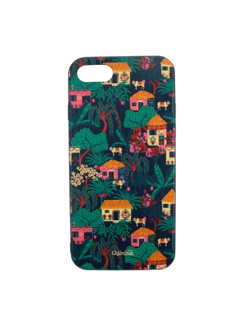 

Chumbak Navy Blue & Green Printed iPhone 8 and SE Mobile Case Cover
