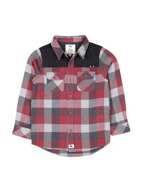 

Cherry Crumble Boys Red & Grey Regular Fit Checked Casual Shirt