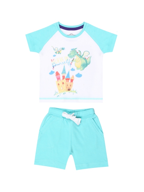 

Nap Chief Kids Turquoise Blue & White Printed T-shirt with Shorts