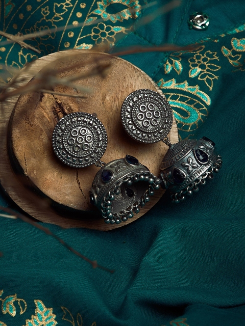 

ZeroKaata Silver-Plated Dome Shaped Jhumkas