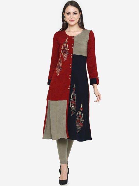 

Laabha Women Multicoloured Embroidered A-Line Kurta, Multi