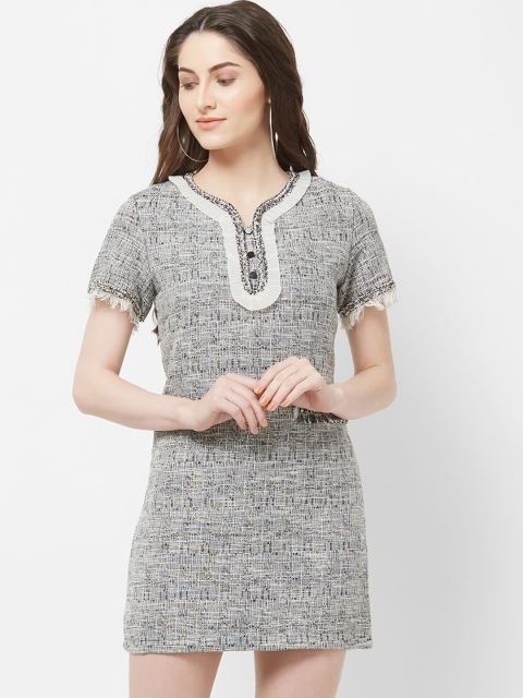 

bebe Women Black Self Design Tweed Sheath Dress