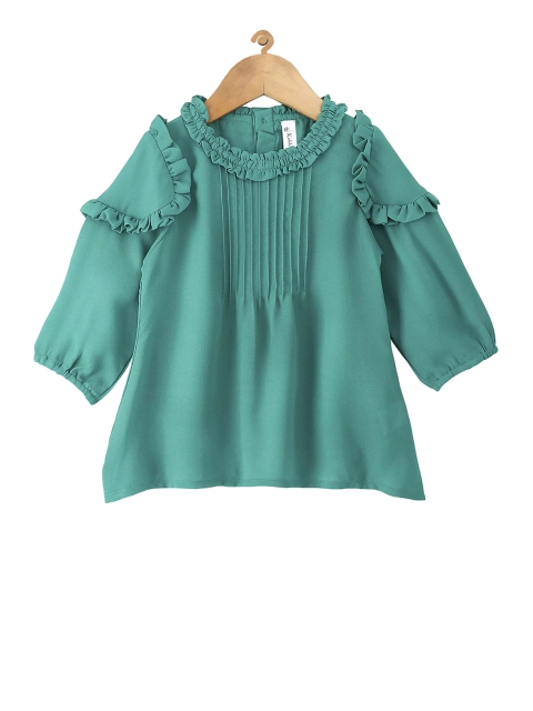 

KiddoPanti Girls Green Solid A-Line Top
