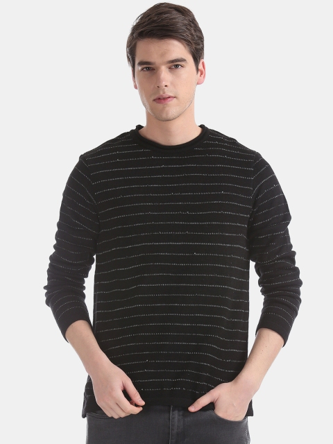 

Cherokee Men Black Striped Acrylic Pullover Sweater