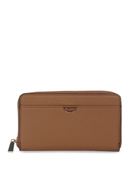 

ALDO Women Brown Solid Zip Around Wallet
