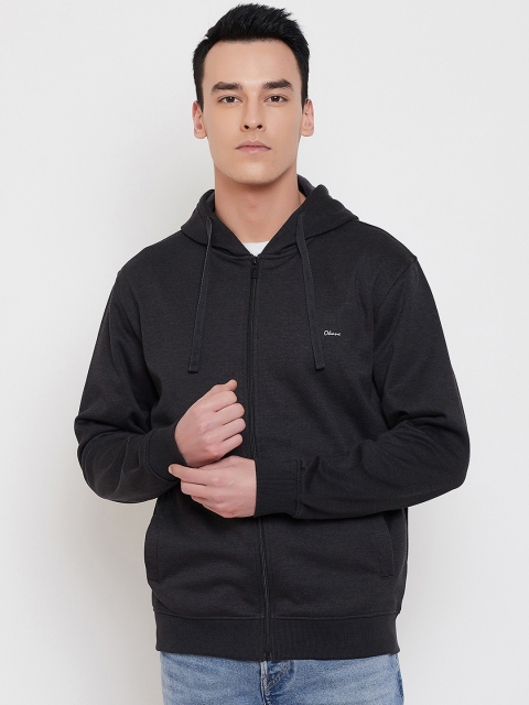 

Okane Men Charcoal Solid Hooded Sweatshirt