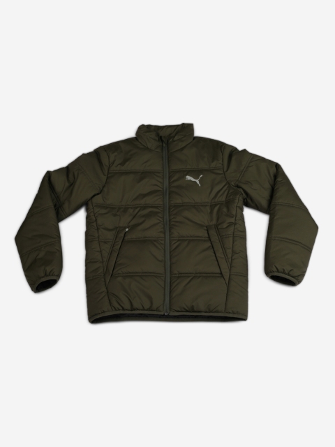 Puma Boys Olive Green Solid Padded Jacket