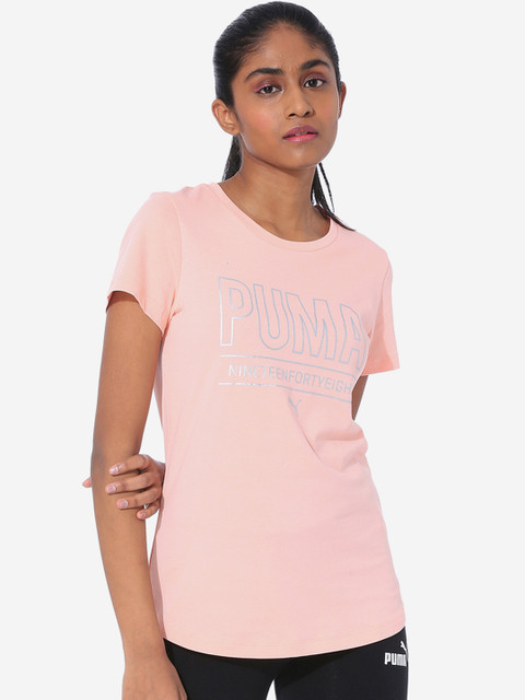 

Puma Women Peach-Coloured Printed Round Neck T-shirt
