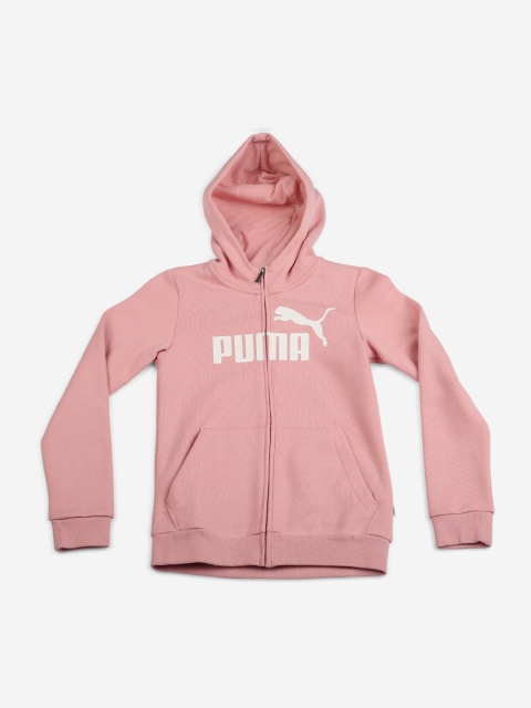 

Puma Girls Pink Printed ESS FL Hooded Sporty Jacket