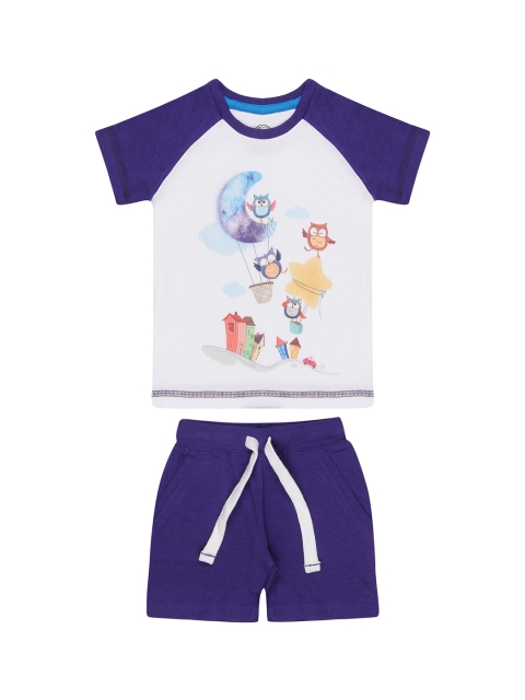 

Nap Chief Kids Purple & White Printed T-shirt with Shorts