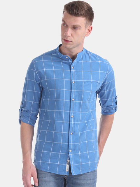 

Colt Men Blue Regular Fit Checked Casual Shirt