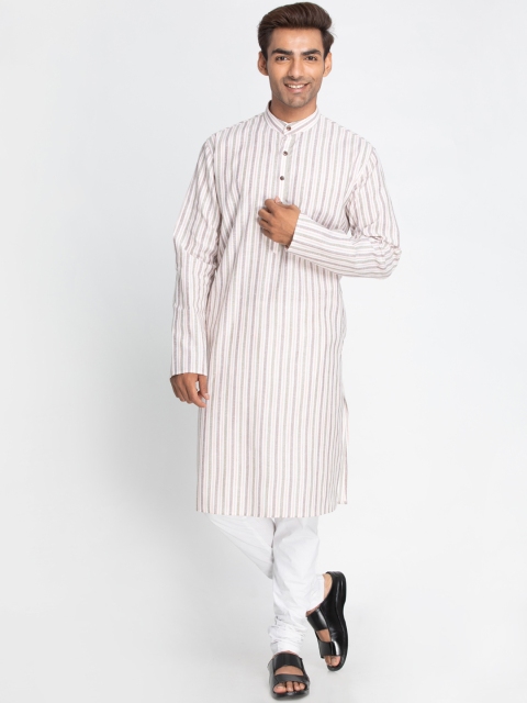 

Lakshya by Manish Men Brown & Orange Striped Straight Kurta