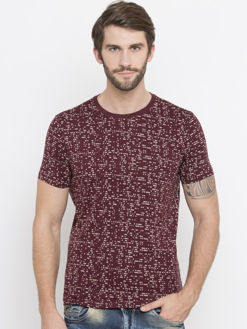 

SPYKAR Men Maroon & White Printed Round Neck T-shirt