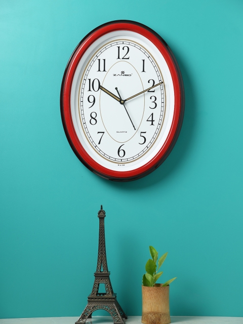 

ZANIBO White Oval 32cm x28cm x6cm Solid Analogue Wall Clock