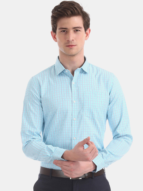 

Excalibur Men Blue & White Regular Fit Checked Formal Shirt
