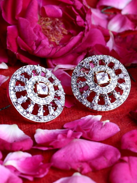 

Bhana Fashion Gold-Plated American Diamond Studded Circular Studs