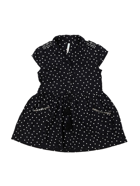 Pantaloons Junior Girls Black & White Printed Shirt Style Top