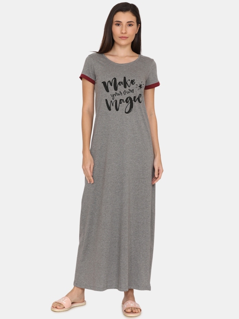 

Zivame Grey Printed Nightdress