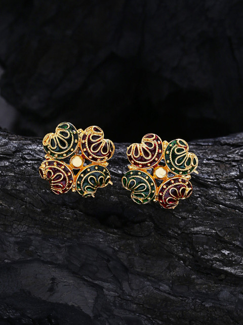 

ZeroKaata Gold-Plated & Red Contemporary Handcrafted Studs