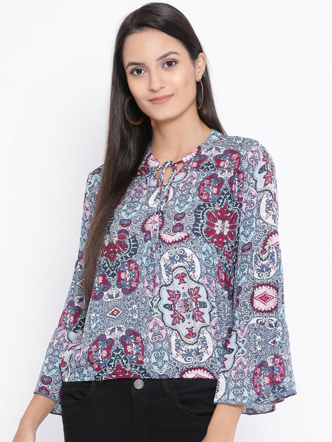

Oxolloxo Women Blue Printed Top