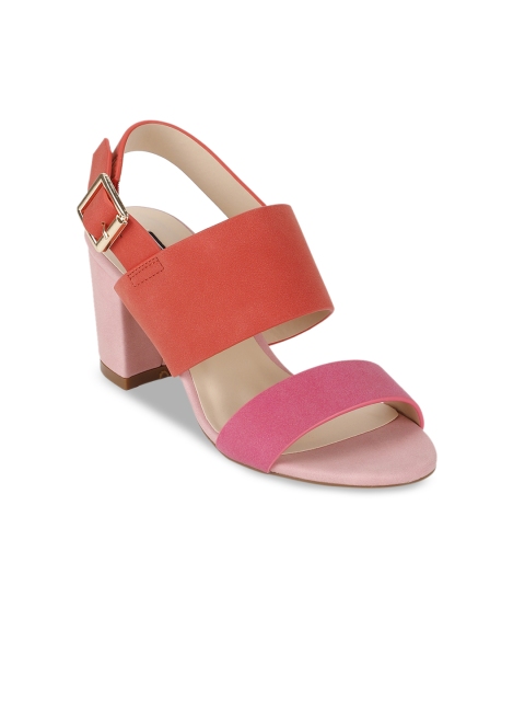 

Van Heusen Women Pink & Orange Colourblocked Heels