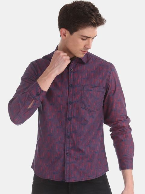 

Cherokee Men Red & Purple Regular Fit Printed Casual Shirt