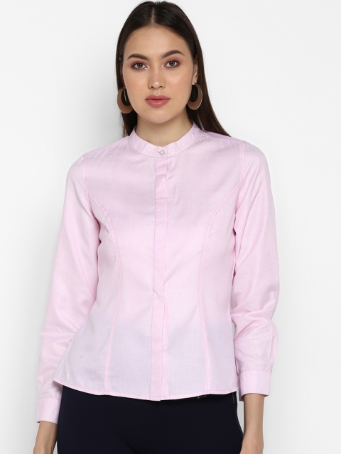

FOSH Women Pink Regular Fit Solid Formal Shirt