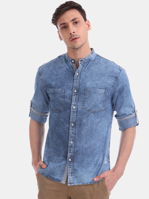 

Cherokee Men Blue Regular Fit Faded Casual Shirt