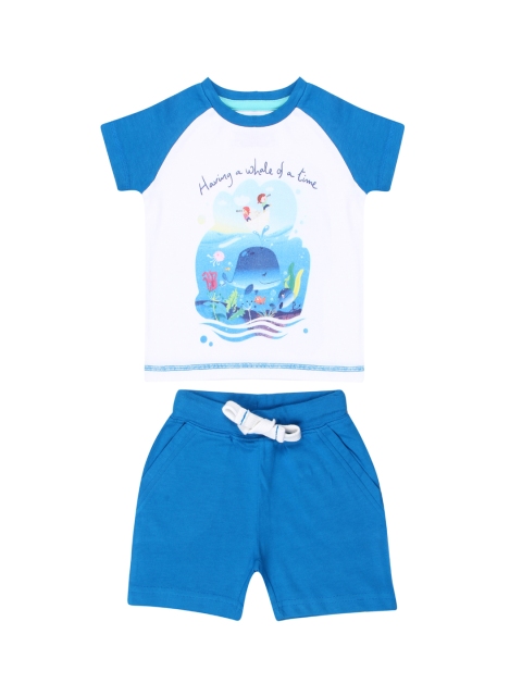

Nap Chief Kids Blue & White Printed T-shirt with Shorts