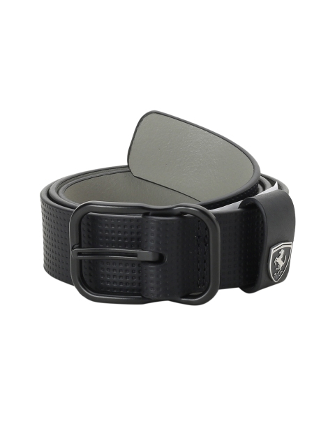 Puma Unisex Black Textured Leather Belt